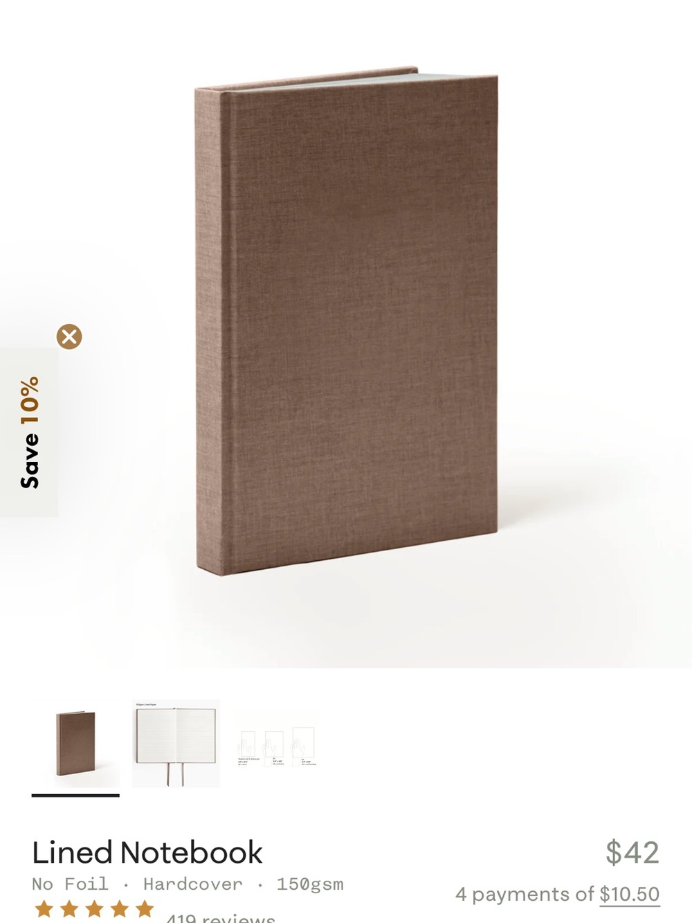 A5 Linen Softcover Lined Notebook — Brown